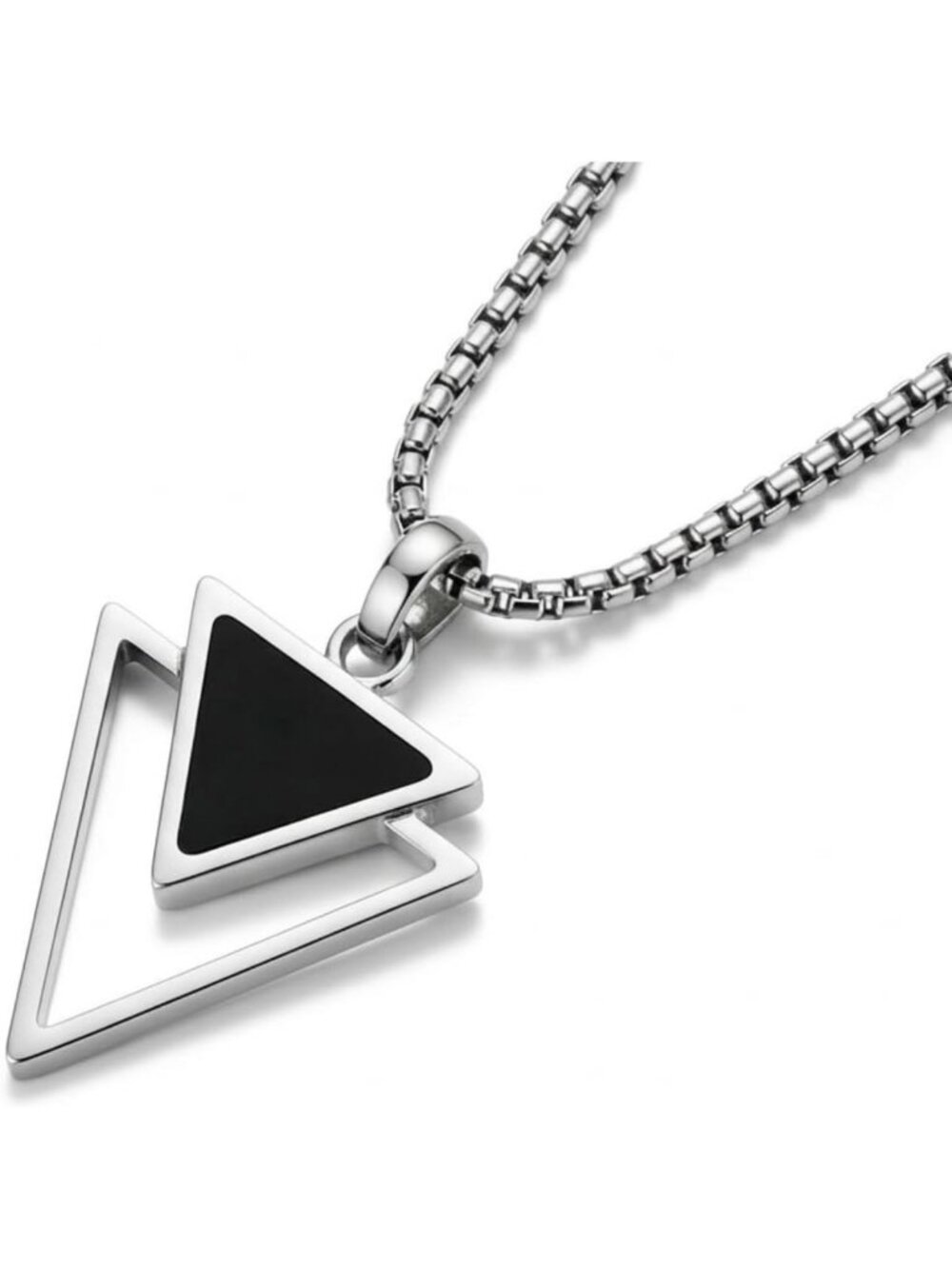 Stylish Men's Stainless Steel Necklace - Non-Tarnish Silver Chain, Compass